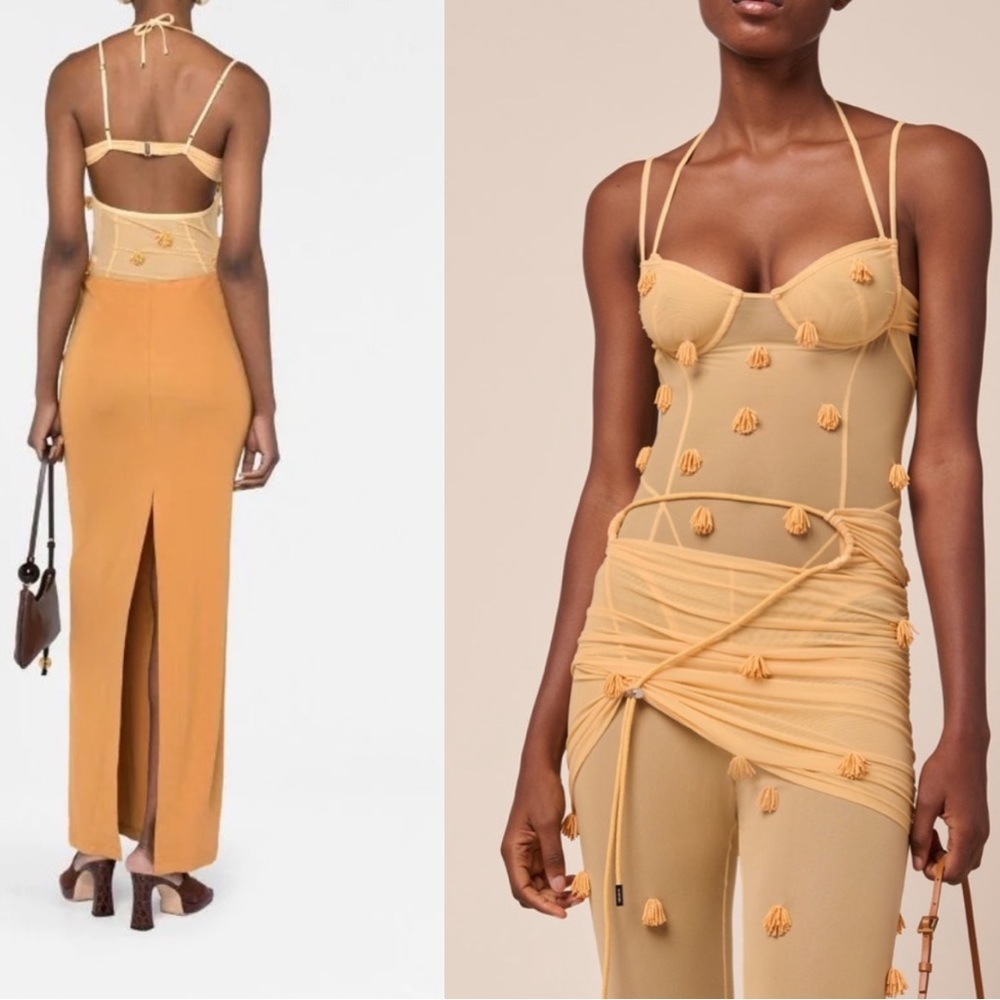 Jacquemus Fringe-Detail Sheer Bodysuit